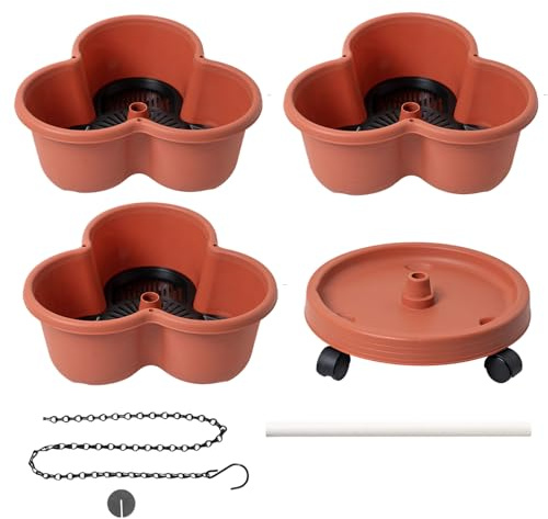 Fioriera verticale da giardino a torre, impilabile a 3 livelli, con ruote rimovibili e attrezzi da giardinaggio, supporto per interni ed esterni, ideale per fiori, verdure o erbe