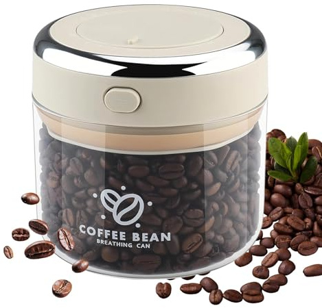 SHENGYIG Kaffeebohnen Behälter, 500 ml Vakuum Kaffeedose, Glas Kaffeebehälter Luftdicht, Ausgestattet mit Rotierendem Datumsdisplay, Geeignet für Kaffeebohnen, Pulver, Tee, Nüsse