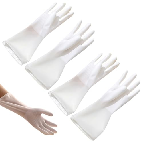 Lot de 2 paires de gants de vaisselle en caoutchouc, réutilisables, antidérapants et flexibles, pour le nettoyage de la cuisine et du linge (S) (M) (L)