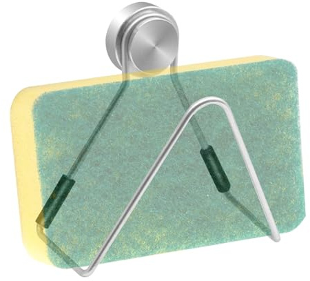 Ungtyb Sponge Holder for Kitchen Sink | Magnetic Sponge Holder for Sink | Stainless Steel Organizer Without Holes Drain Grid | for Home Rent Dish Cloth Cleaning