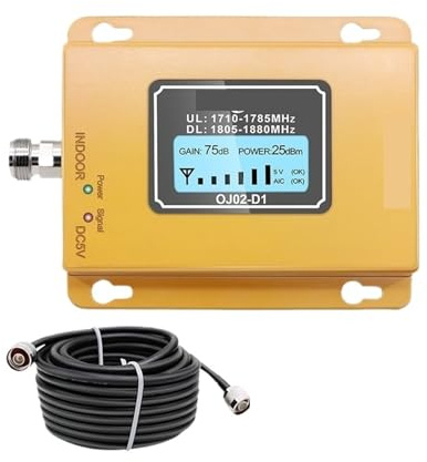 Repetidor De Señal For Celular 2G/4G, 1800 MHz, 70 DB, Amplificador GSM Banda 3, + Antena Yagi/de Goma Fácil Amplia Compatibilidad