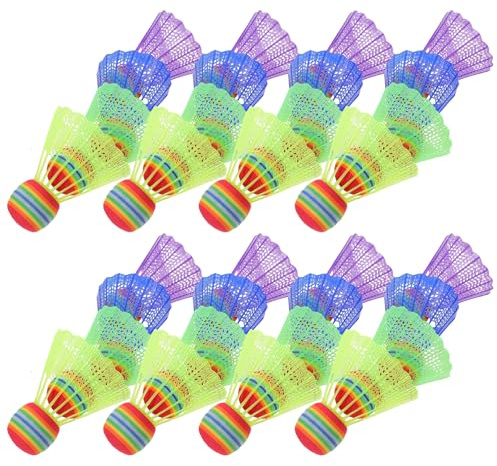 Toyvian 32 pièces Volants Badminton Colorés Garçon Fille Têtes Grandes pour Entraînement Intérieur Extérieur Volants Sportifs Légers et Stables pour Jeux et Exercices