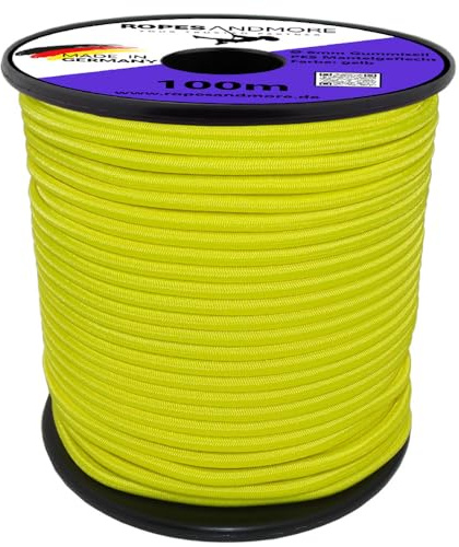 Expanderseil Gummiseil PES Seil Gummileine 6mm Spannseil 10m-50m viele Farben von Ropes and More® (Gelb, 50m (Lfm.) - ohne Spule)