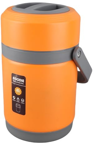 GYZOUKA Fornello Termico, Contenitore Per Alimenti Portatile In Acciaio Inossidabile Da 2 Litri Con Presa Impermeabile IPX5, Per Casalinghe Uomini D'affari Viaggiatori (Arancia)
