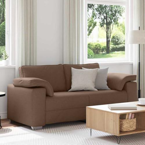 Frdhee Mini Sofa Polstersofa Couchgarnitur Couch,Sofa mit Kissen Braun 180 x 77 x 82 cm Stoff,Fürs Wohnzimmer,Schlafzimmer,Heimkino,Gästezimmer,Modernes Design