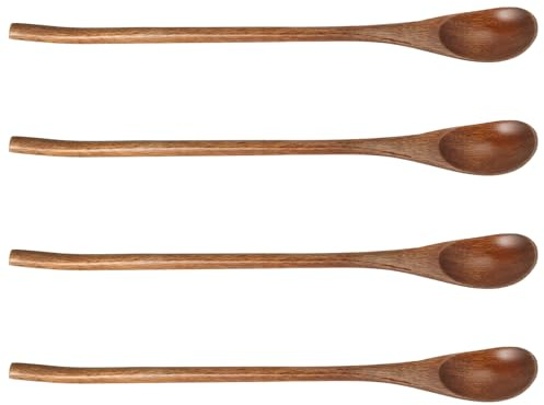 SOIMISS 4piezas Cuchara de Café de Madera Cucharilla de Madera Maciza Mango para Té Mermelada y Condimentos