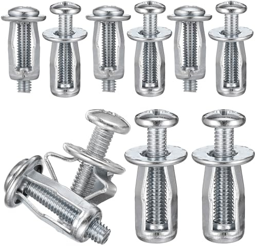 Lurrose Set da 10 Dadi di Espansione per Ancoraggio Pareti Cave 4x20 Mm in Metallo, Elementi di Fissaggio per Porte Cave e Lamiere, Ancoraggio Stabile per Acciaio, Plastica e Alluminio,