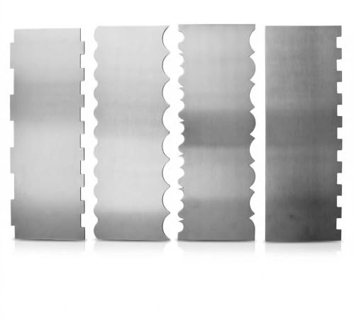 Kuchenschaber Edelstahl Tortenspachtel 4 Stück Tortenglätter Set | Tortenschaber Verschiedene Formen DIY Werkzeug für Kuchen Torten Buttercreme Tortendekoration