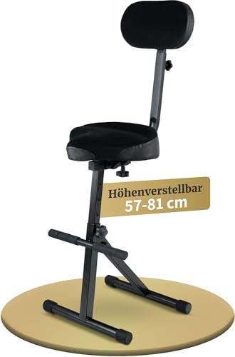 Classic Cantabile ST-200 PRO sgabello da studio con schienale, struttura in acciaio, piedi in gomma, altezza regolabile 57-81 cm, seduta 41x8,5x37 cm, colore nero.