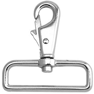 Wuuycoky Silberne Karabinerverschlüsse mit D-Ring für Garnelenköpfe, Karabinerhaken, silber, Right angle D ring inner Diam:2,6Pcs