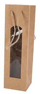 12 Flaschentüten für Weinflaschen von Vino Kraft mit Fenster - Tüten für Wein Baratas, Original, hübsche Papiertüten, Pappe, braun, Kraft - Maße: 28 x 8 x 8 cm