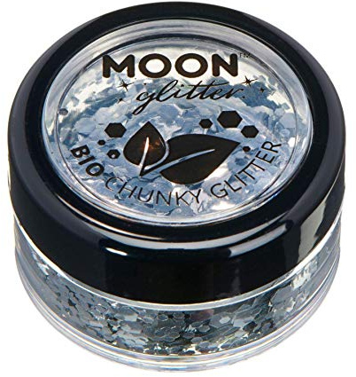 Biologisch abbaubarer Öko-Glitter von Moon Glitter - 100% kosmetischer Bio-Glitter für Gesicht, Körper, Nägel, Haare und Lippen - 3g - Silber