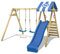 WICKEY Portique de balançoire Smart Ace avec Toboggan Bleu et balançoire, portique de balançoire avec échelle, balançoire Double, balançoire en Bois pour Enfants dans Le Jardin