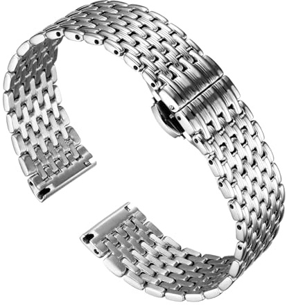 BINLUN Ultra Dünnes Mesh Edelstahl Uhrenarmbände Leicht Metall Uhrenarmband Polierte Ersatz Uhr Armband 12mm/14mm/16mm/18mm/20mm/22mm für Herren Damen mit Schmetterlingsschließe