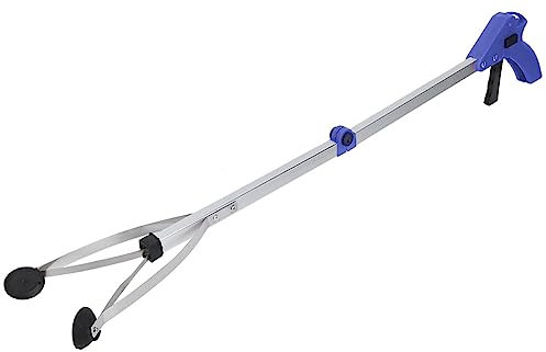 Lazmin Reacher Grabber, Outil de Collecte de déchets de Corbeille de ramasse-ordures de Tasse d'aspiration pour Le Jardin Laisse des déchets(Poignée Bleue)