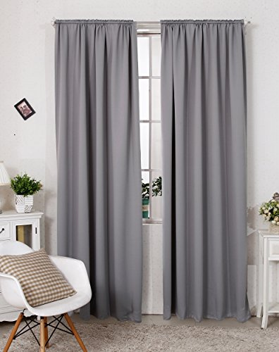 Laneetal Thermovorhang, Verdunklungsvorhang für Wohnzimmer Schlafzimmer, Blickdicht, mit Kräuselband für Schiene, 250g/m² Schwere Wärmeisolierende, 117 x 138 cm, Dunkelgrau