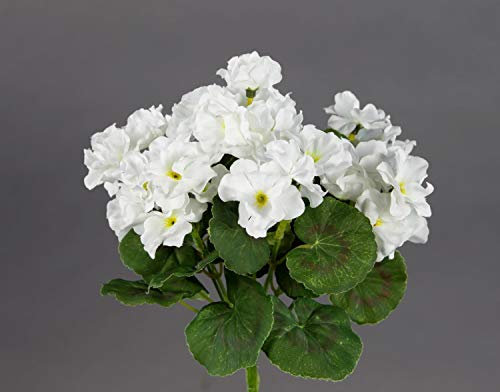 Seidenblumen Roß Geranie 26cm weiß -ohne Topf- ZF Kunstpflanzen Kunstblumen künstliche Blumen Pflanzen Pelargonium