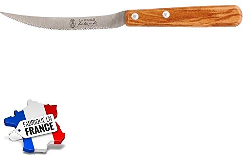 Les Colis Noirs LCN - Couteau a Tomate INOX Manche Bois d'Olivier La Fourmi - Ustensile Cuisine Légume - 033