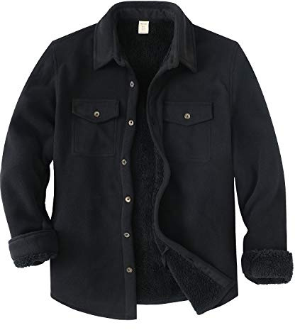 Varm sherpa fodrad fleece pläd flanell skjorta jacka (alla sherpa fleecefodrade), Svart, M