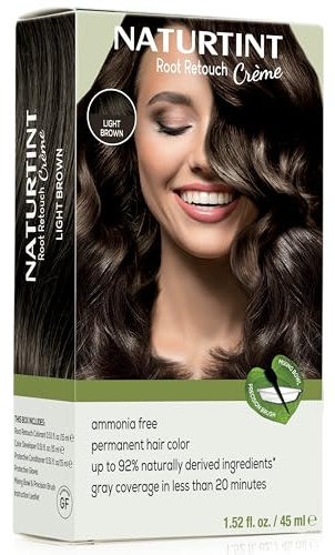 Naturtint Light Brown Root Retouch Crème Permanent Hair Color - Ammonia Free, Conceal Grays, No Artificial Scent, 1.52 Fl Oz