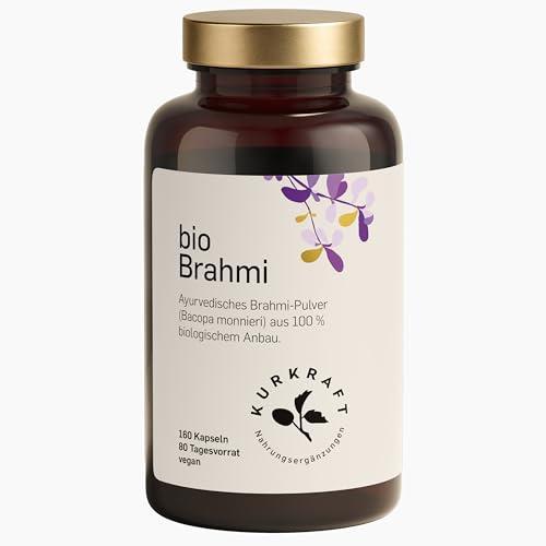 Bio Brahmi (180 Kapseln) - 500mg je Kapsel - ETO-getestet & laborgeprüft - Vegan - Ohne Zusatzstoffe - deutsche Produktion - Bacopa monnieri Pulver