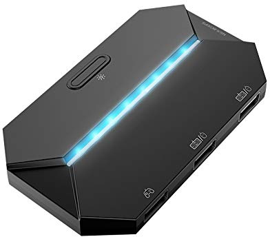 UrChoiceLtd G6L Gamepad-Konverter mit Hintergrundbeleuchtung, RGB-USB-Typ-C-Controller für Tastatur und Maus, LED-Adapter für PS4/Xbox One/Xbox 360/Nintendo Switch/PS3 (Schwarz)