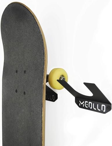 MEOLLO Wandhalterung für Skateboard, 100% Stahl, (Schwarz x1)