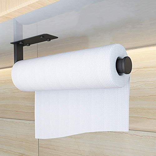 Portarotolo da Parete Cucina, Porta rotolo Cucina Senza Forature, Autoadesivo Porta Rotoli Cucina, Porta Rotolo Cucina Montaggio a Parete, Alluminio, Finitura Opaca (B-33 cm)