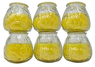 OnlineStreet Citronella Outdoor Scented Tealight Candles, Enclosed in Glass Jars - Yellow-Coloured, Strong Insect/Pest Repellent with Long-Lasting Burning Time for Outdoor/Indoor Use (Pack of 6)