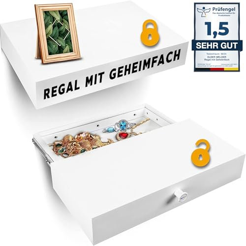 Elder Welder® Estantería Blanca con Compartimento Secreto | 30cm x 60cm | Muebles Secretos | Estantería con Llave | Caja Fuerte Empotrable | Ideal para Guardar Objetos de Valor Caja Fuerte Camufladas