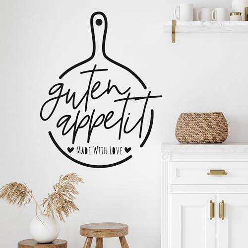 GRAZDesign Wandtattoo Küche Guten Appetit Aufkleber, Klebefolie Esszimmer, Wandaufkleber Sprüche, Küchen Deko modern, 38x30cm, 070 schwarz