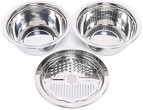 WlP Cucina Grattugia Grattugia Freddo 3 in 1 con lavandino in Acciaio Inox Adatto per Verdure, Frutta, Formaggio, Cioccolato
