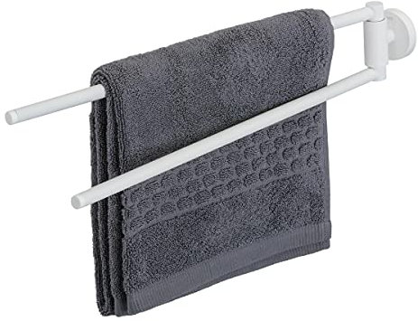 Tiger Urban Handtuchhalter zweiarmig, Edelstahl, Farbe: Weiß-matt, Handtuchstange zur Wandmontage mit zwei schwenkbaren Armen und austauschbaren Dekor-Ringen zur individuellen Gestaltung