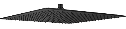 ENKI, R27, Square Ultra Slim Shower Head Stainless Steel Very Large 400mm, Black Fixed Shower Heads, Ball Joint, High Pressure Shower Head | Anti-Limescale Nozzles, 1-Year Guarantee, Rainfall Shower Head Arm, Replacement Arm, Modern, Easy Install, Bathroom