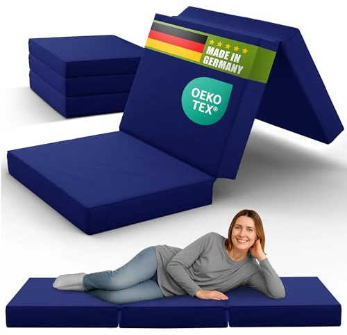 SHOGAZI Klappmatratze 90x200 x 12 cm, Gästematratze klappbar Made in Germany, Faltmatratze VERGLEICHSSIEGER, ultimativer Schlafkomfort, Orthopädischer Kaltschaum - Marine