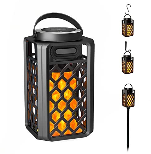 SZGMJIA Portable Bluetooth Speaker, Led Flame Torch Atmosphere Wireless Outdoor Speaker Bluetooth 5.0 HD Audio IP67 Waterproof with LED Flicker Warm Night Lights 2000mAh Battery for Travel Home Party