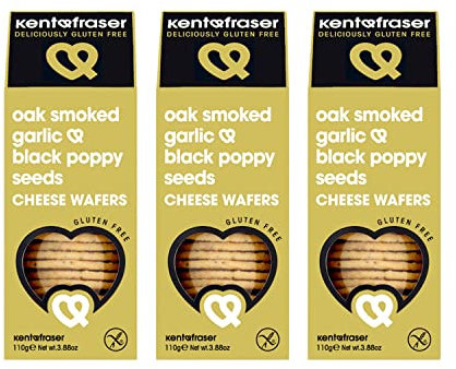 Kent & Fraser – Gluten Free Oak Smoked Garlic & Black Poppy Seed Cheese Biscuits 110g x 3
