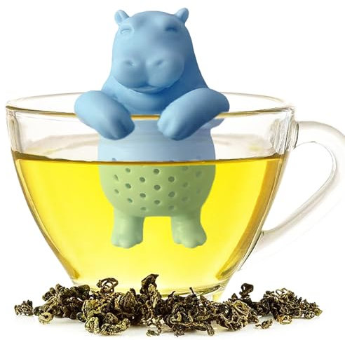 HADEWEITE 1 x kreatives Tee-Ei mit Tiermotiven, niedliches Tee-Ei für lose Blätter, wiederverwendbar, einfach zu tragen, brauen Sie jederzeit und überall eine Tasse guten Tee (ein Nilpferd)
