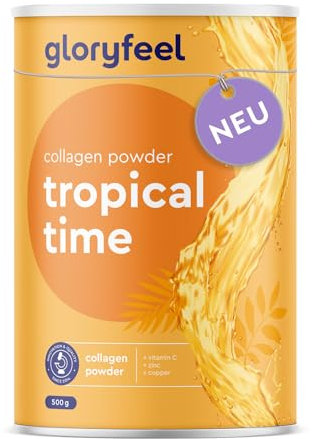 Collagen Pulver 500 g - Patentierte Kollagen-Peptide: VERISOL®, TENDOFORTE® und FORTIGEL® - mit Cofaktoren Vitamin C, Zink & Kupfer - 12.500 mg Marken-Kollagen mit leckerem tropical Geschmack