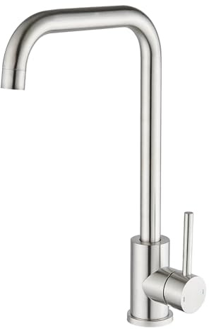 MAMHUN Grifo Cocina Con caño Alto, Acero Inoxidable Grifos Cocina Fregadero, Torneira Cozinha Monomando Giratorio a 360°