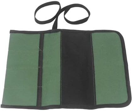 Foldable Canvas Roll Bag Double Layer Design Storage Bag with 4 Pockets for Honing Steels, Steak Knives, Meat Knives, Paring Knives