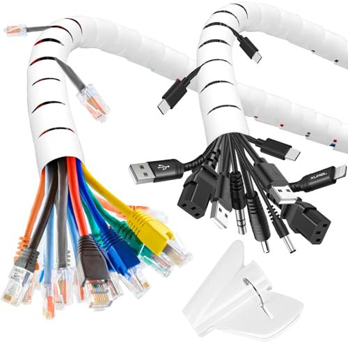 AiQInu 1.5M Guaina Cavi, 2 Pezzi 22mm Guaina Cavi Elettrici, Spirale Cavi Elettrici Per TV Cavi Ufficio Computer TV USB