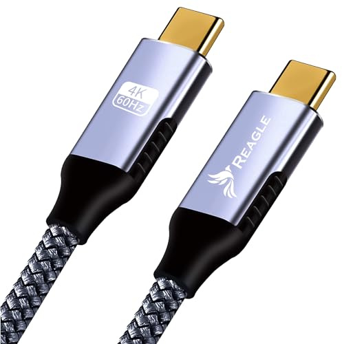 Reagle Câble Thunderbolt 3 USB-C SuperSpeed 3.2 Gen 2 Power Delivery 100 W 20 Go 4 K 60 Hz tressé en nylon et pointes en aluminium (3 m)