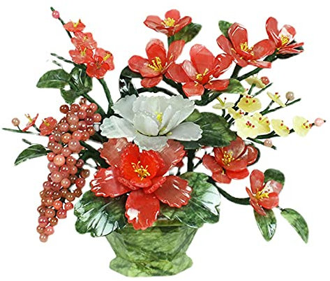 Künstlicher Bonsai-Baum Künstlicher Bonsai-Jade-Blumenkorb im chinesischen Stil, Bonsai-Miniatur-Kunstpflanzen im Topf for Heimbüro-Dekoration, Desktop-Display Bonsai Kunstpflanze