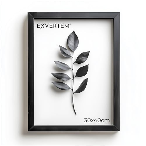 EXVERTEM® Bilderrahmen 30x40 cm Schwarz | Hochwertiger Bilderrahmen Schwarz mit Acrylglas bruchsicher für Fotos, Bilder, Poster & Kunstdrucke | Premium Fotorahmen für Wohnzimmer, Büro & Geschenkidee