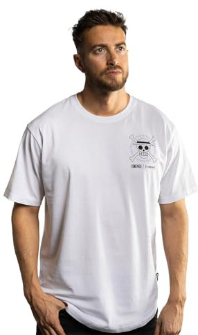 Maglietta da uomo One Piece, maglietta da uomo Crew, 100% cotone & comfort fit, Bianco/viola/nero, XL
