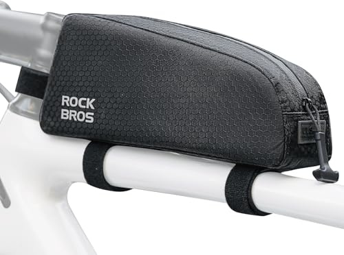 ROCKBROS Cykelramväska vattentät cykel topp tubväska 0,9 L smal cykelväska för ram förvaringsväska för cykling, elcykel, grusväska, vägcykel, MTB-tillbehör, svart