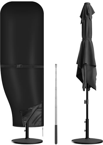 Zocipro Copertura Protettiva per Ombrellone con Palo, Copertura per Ombrellone da Giardino Impermeabile, per 2 a 3m Ombrellone a Braccio Laterale Patio Umbrella (Nero, 215x30x66/44cm)