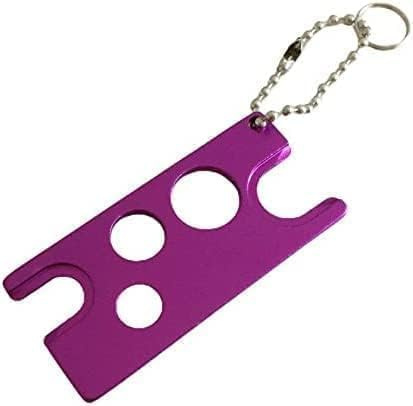 Décapsuleur violet pour huiles essentielles avec porte-clés, bouteilles en métal coloré ouvertes pour colle universelle, outil de remplacement pour bouche, tête de cils, outil à rouleau en acier