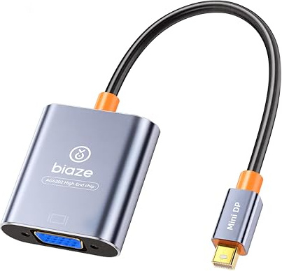 biaze ZH286 Mini-DP zu VGA Adapter, Mini-DisplayPort-zu-VGA-Konverter für MacBook Pro/Air, iMac, Microsoft Surface, PC-Laptop zu Monitor, Projektor, HDTV (Vergoldet, Stabiles Signal)